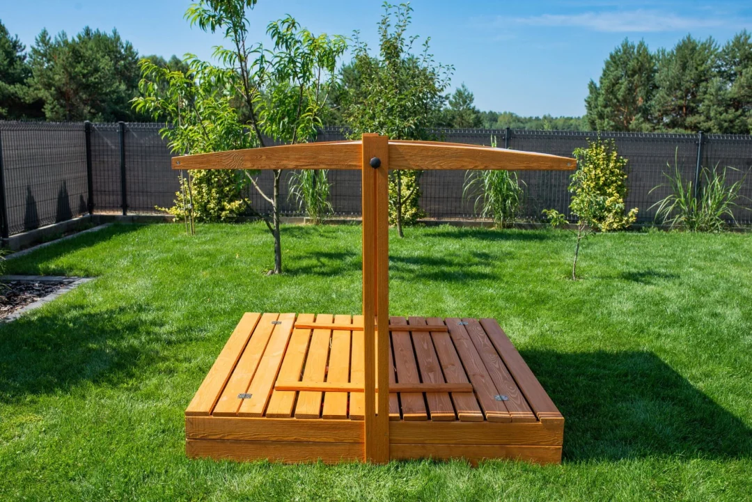 Impregnirani Zatvoreni Pješčanik S Klupama I Krovom 120x120cm 9