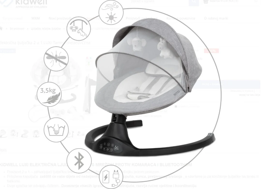 Kidwell Luxi Električna Ljuljačka 2u1 Tamno Siva 4