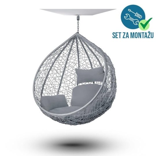 Viseca Fotelja Hanging Cocoon Udobno Siva