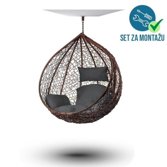 Viseca Fotelja Hanging Cocoon Udobno Smeda