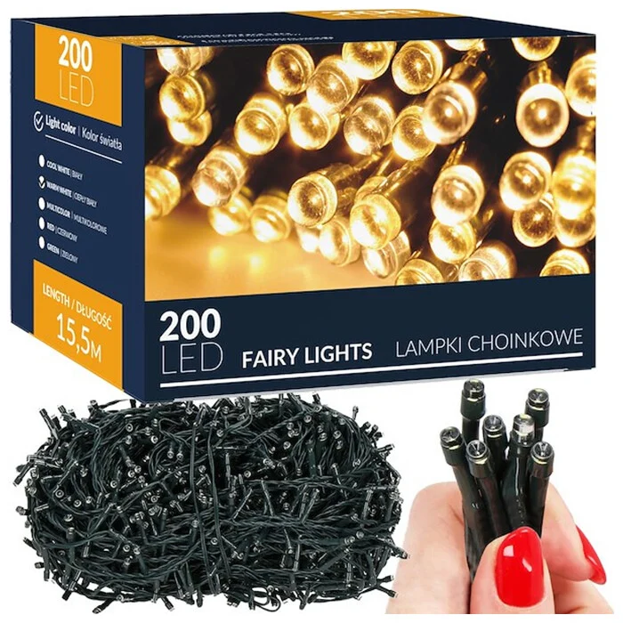 Božićne Lampice 200 Led Toplo Bijela