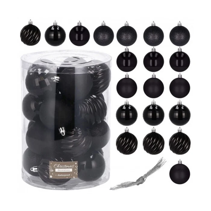 Božićni Set Kuglica Black Gloss