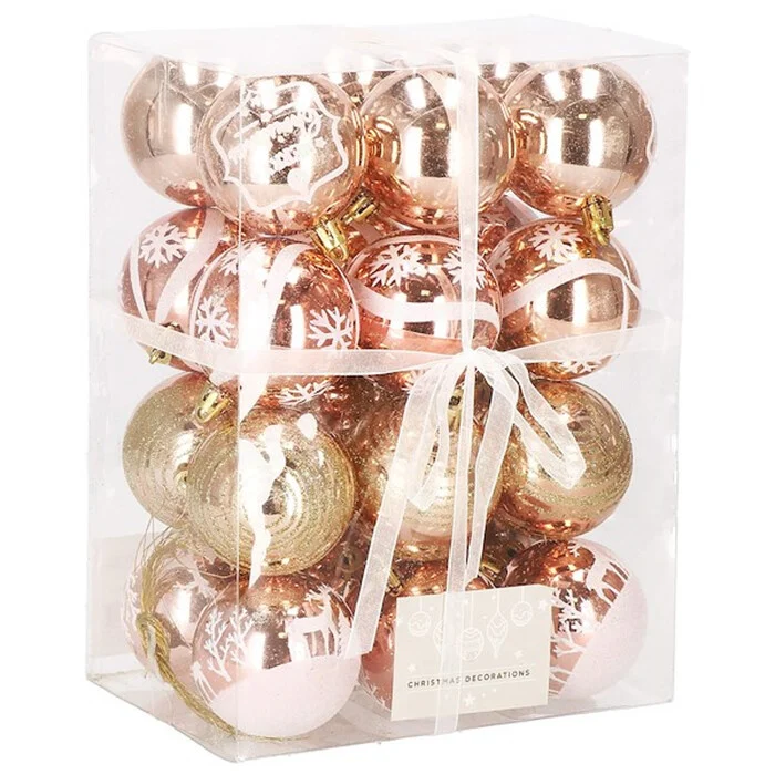 Božićni Set Kuglica Rosegold 24