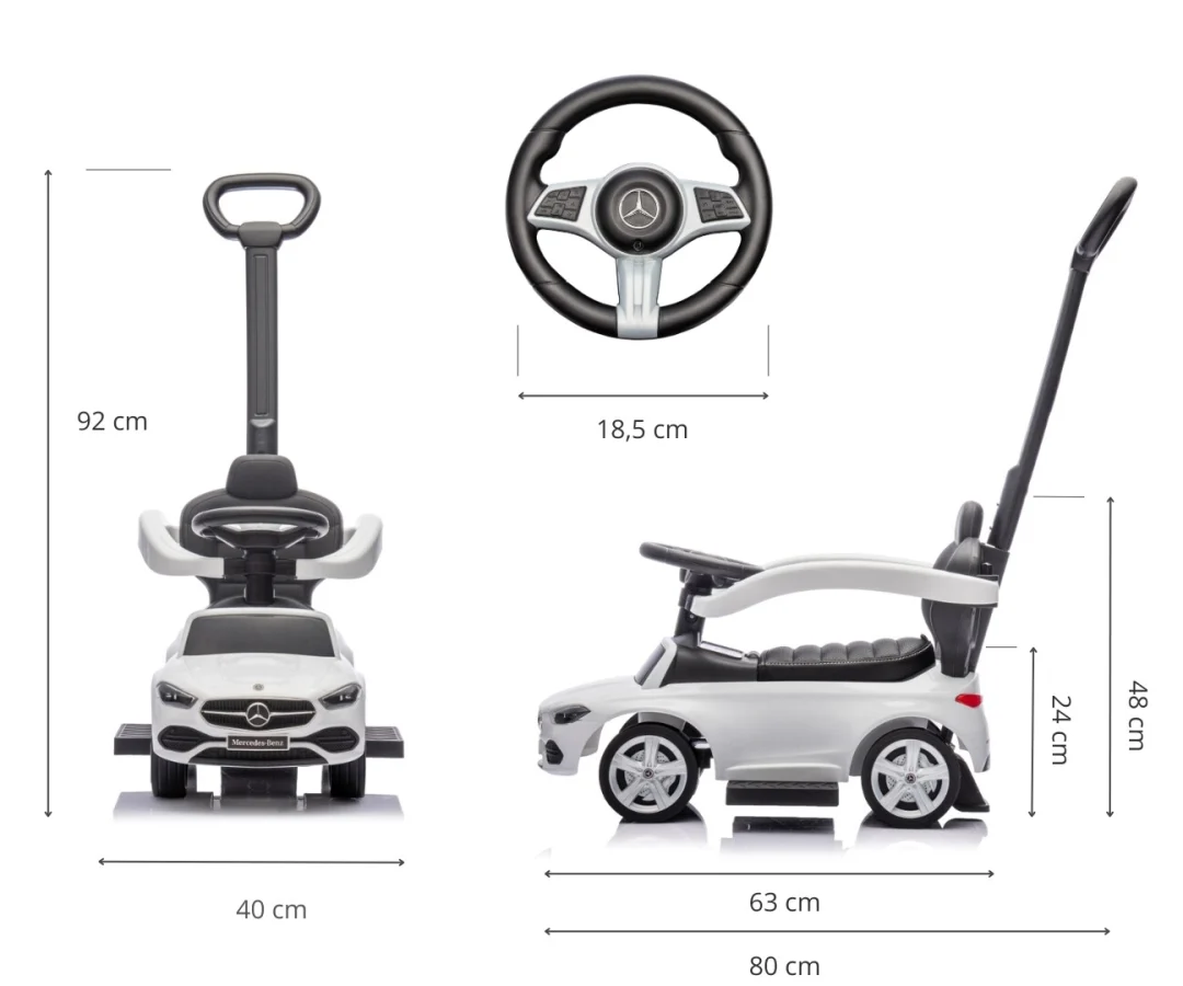 Dječja Guralica Mercedes C63 3u1 Bijela 9