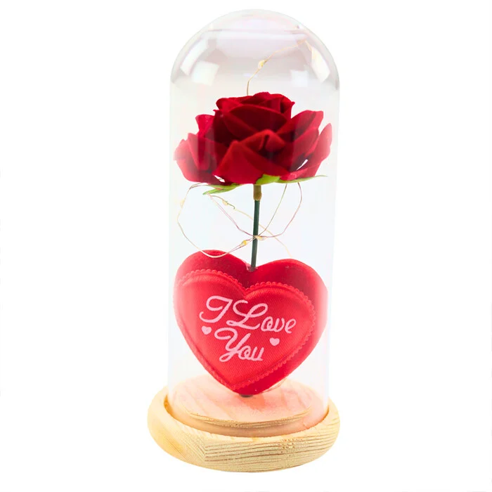Kristalna Ruža U Kupoli S Led Rasvjetom I Love You