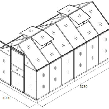 Staklenik 380x190x195cm Gardenhouse 1