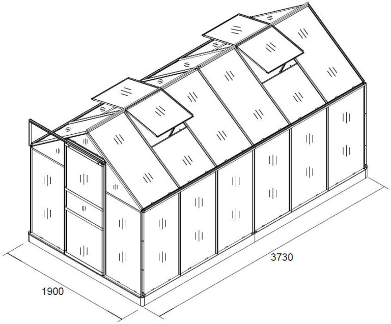 Staklenik 380x190x195cm Gardenhouse 1