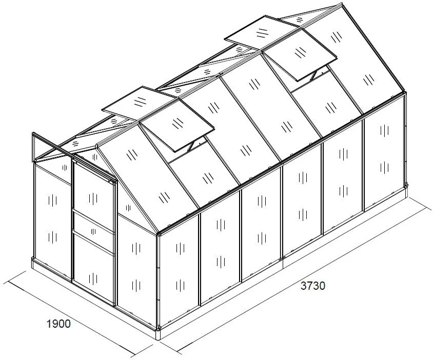 Staklenik 380x190x195cm Gardenhouse 1