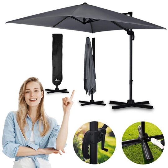 Vrtni Suncobran 420cm Plonos Grey