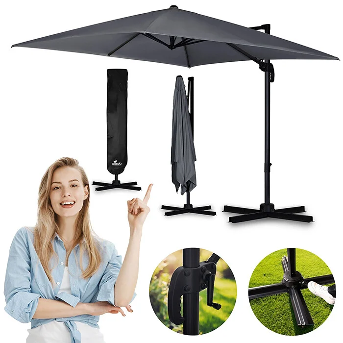 Vrtni Suncobran 420cm Plonos Grey