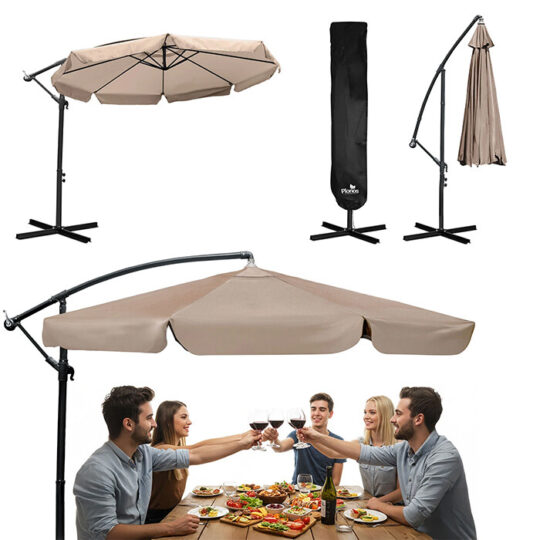 Vrtni Suncobran 8 Segmenata 350 Cm S Navlakom Plonos Pl 881 Beige