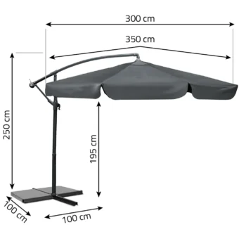 Vrtni Suncobran 6 Segmenata 350 Cm S Navlakom Plonos Pl 881 Grey 3