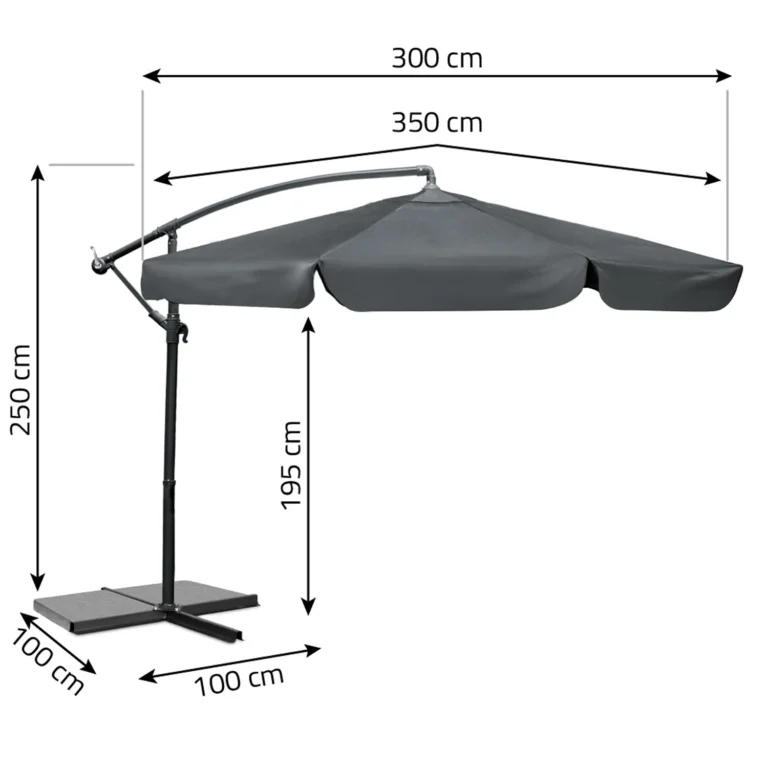 Vrtni Suncobran 6 Segmenata 350 Cm S Navlakom Plonos Pl 881 Grey 3