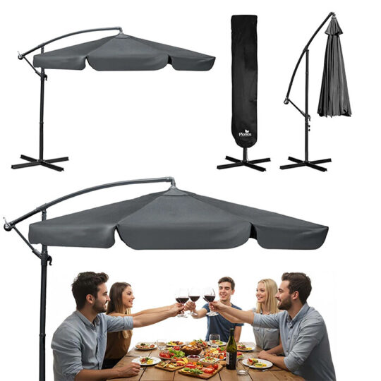 Vrtni Suncobran 6 Segmenata 350 Cm S Navlakom Plonos Pl 881 Grey