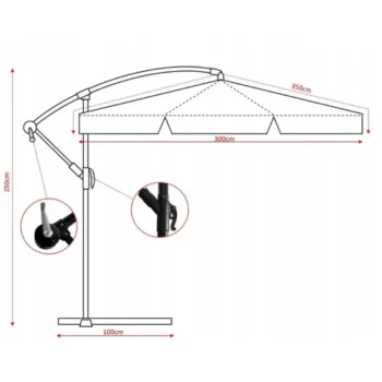 Vrtni Suncobran S Rasvjetom 300cm Beige 4