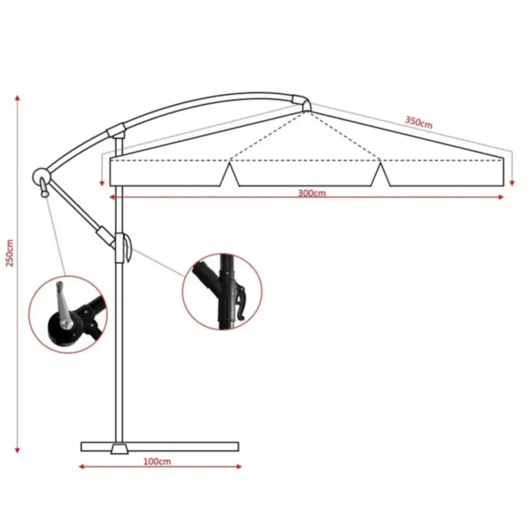 Vrtni Suncobran S Rasvjetom 300cm Beige 4