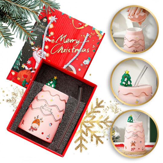 Božićna šalica 400ml Gifty Pink