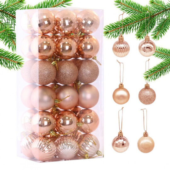 Kuglice Za Bor Rose Gold Set Od 36x