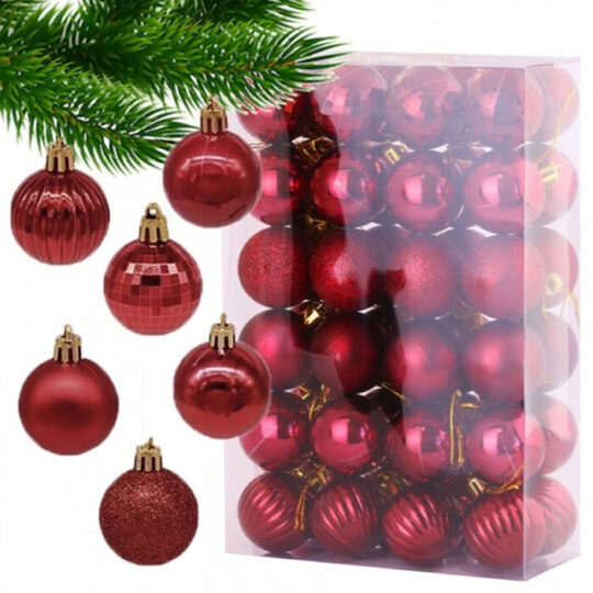 Kuglice Za Bor Christmas Crvena Set Od 48x