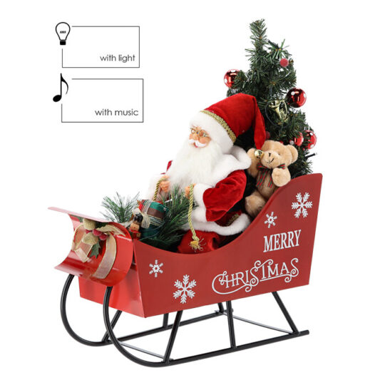 Led Djed Božićnjak U Saonicama S Melodijama 60cm