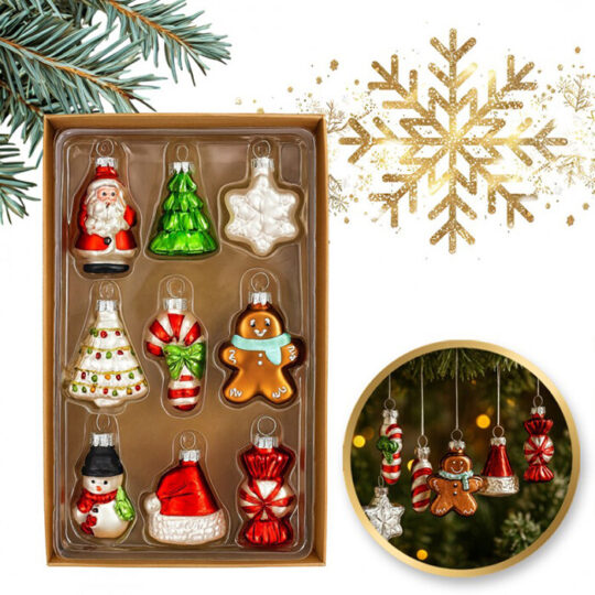 Set Od 9 Staklenih Božićnih Kuglica