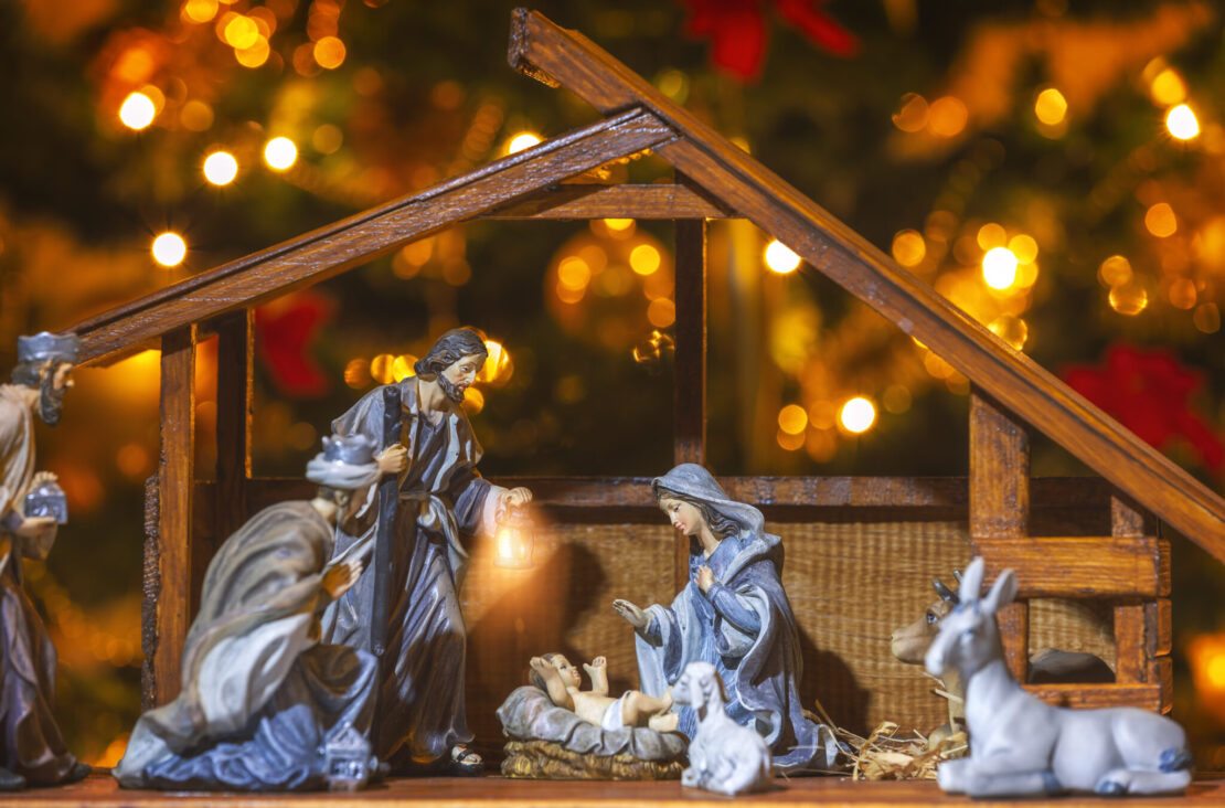 Christmas Nativity Scene; Jesus Christ, Mary And Joseph