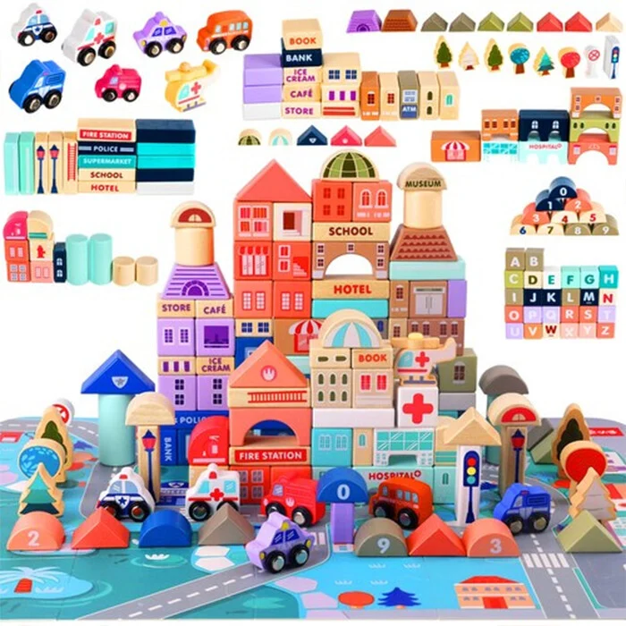 Dječje Drvene Kocke City 115pcs