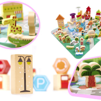 Kx6198 Klocki Drewniane Edukacyjne Miasto Puzzle 120el 2