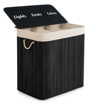Košara Za Rublje Od Bambusa S Poklopcem 150 L Massido Black 1