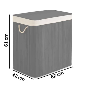 Košara Za Rublje Od Bambusa S Poklopcem 150 L Massido Black 2