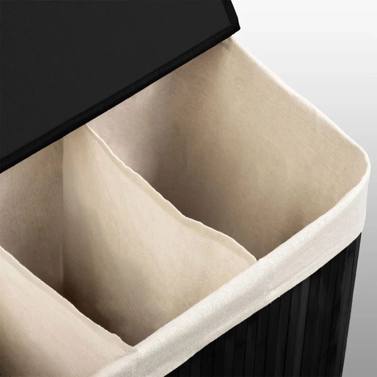 Košara Za Rublje Od Bambusa S Poklopcem 150 L Massido Black 3