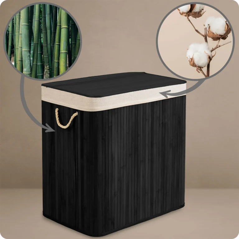 Košara Za Rublje Od Bambusa S Poklopcem 150 L Massido Black 6