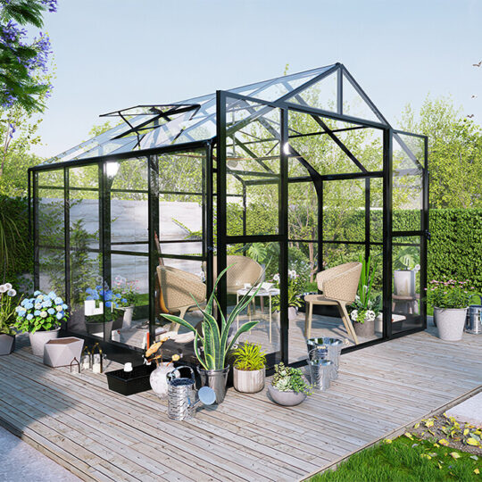 Premium Staklenik Polikarbonatni 278x278cm Crni Cultivo