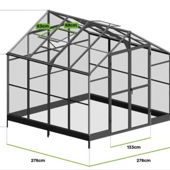 Premium Staklenik Polikarbonatni 278x278cm Crni Cultivo 6