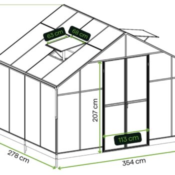 Premium Staklenik Polikarbonatni 278x354cm Crni Cultivo 3