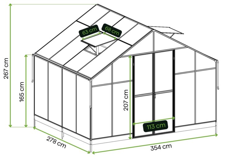Premium Staklenik Polikarbonatni 278x354cm Crni Cultivo 3