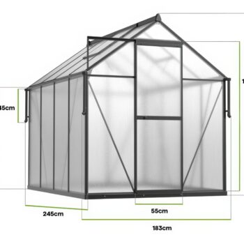 Staklenik Polikarbonatni 183x245cm Crni Cultivo 5