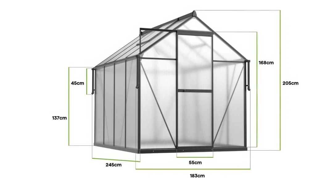 Staklenik Polikarbonatni 183x245cm Crni Cultivo 5