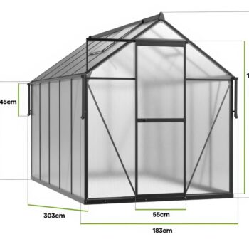 Staklenik Polikarbonatni 183x303cm Crni Cultivo 6