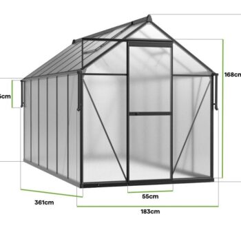 Staklenik Polikarbonatni 183x361cm Crni Cultivo 6