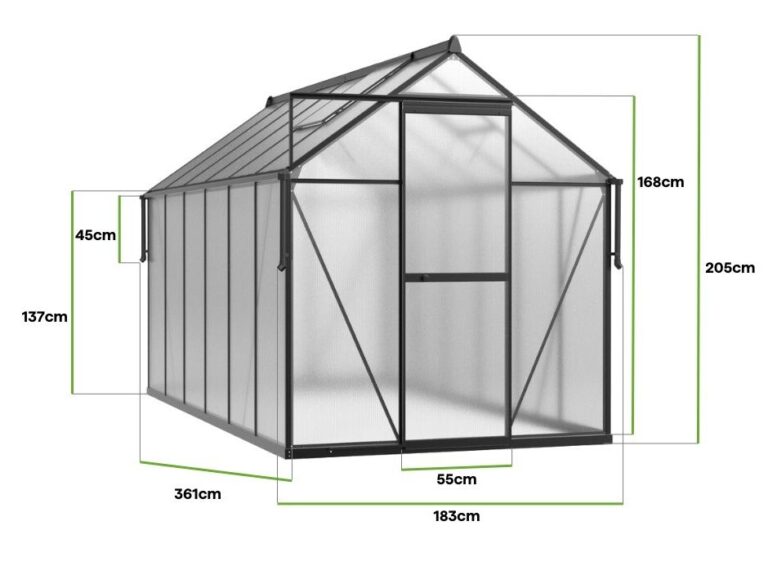Staklenik Polikarbonatni 183x361cm Crni Cultivo 6
