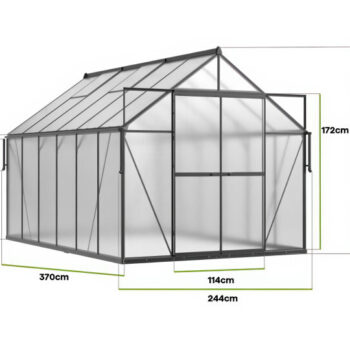Staklenik Polikarbonatni 244x370cm Crni Cultivo 4