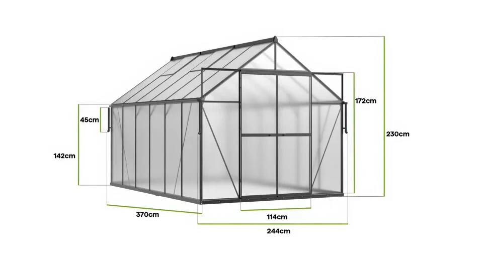 Staklenik Polikarbonatni 244x370cm Crni Cultivo 4