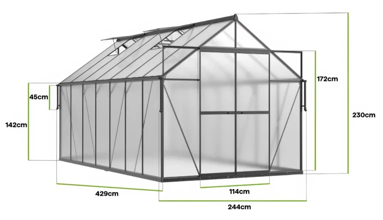 Staklenik Polikarbonatni 244x429cm Crni Cultivo 1