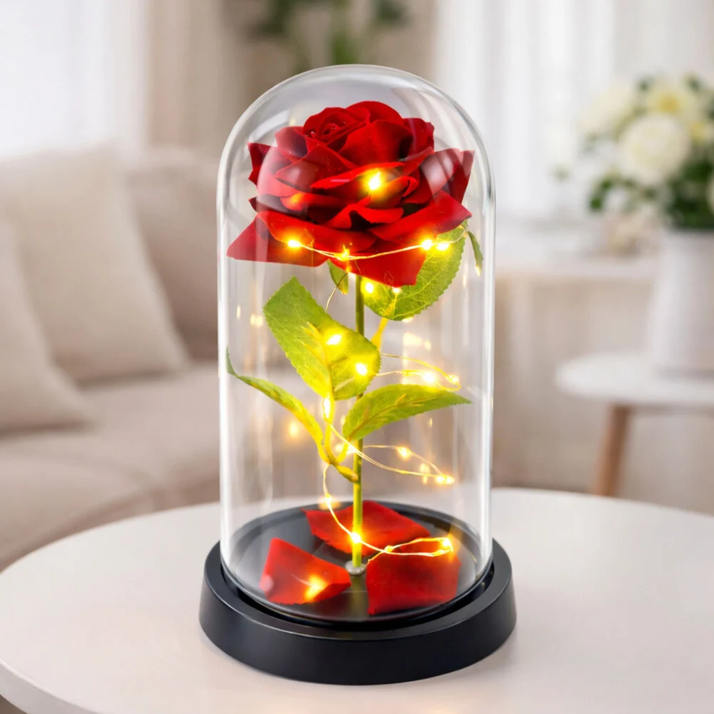 Kristalna Ruža U Kupoli S Led Rasvjetom Gift Of Love 2