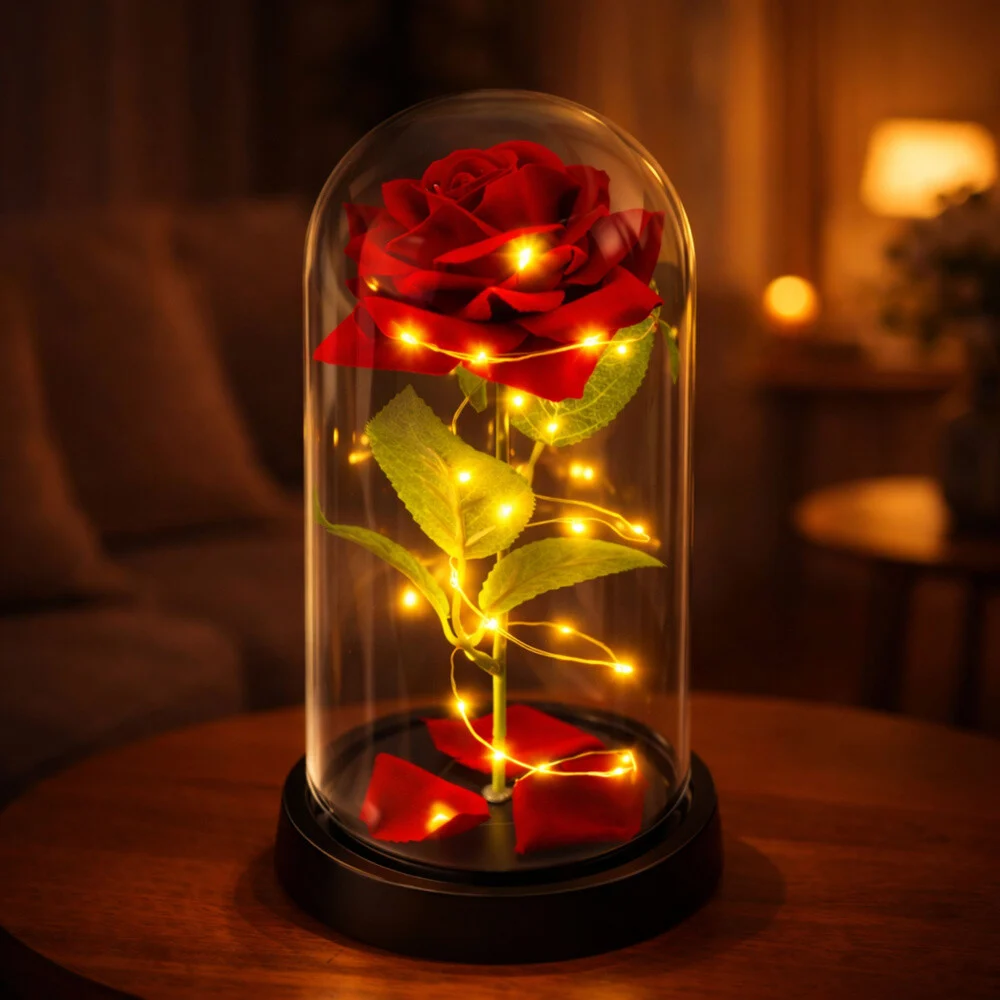 Kristalna Ruža U Kupoli S Led Rasvjetom Gift Of Love 4