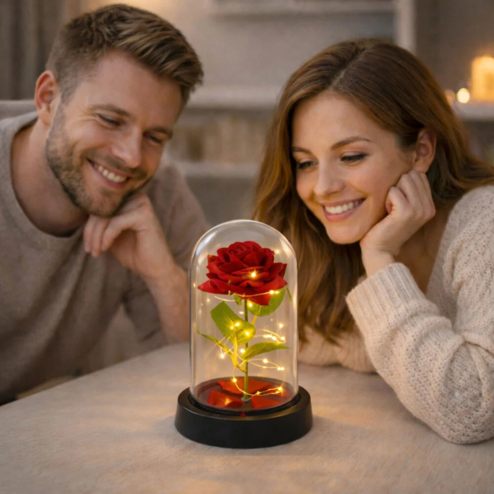 Kristalna Ruža U Kupoli S Led Rasvjetom Gift Of Love 5