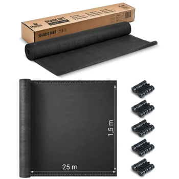 Mreža Za Sjenu 1,5x25m 140gm2 + 50 Stezaljki Siva 1