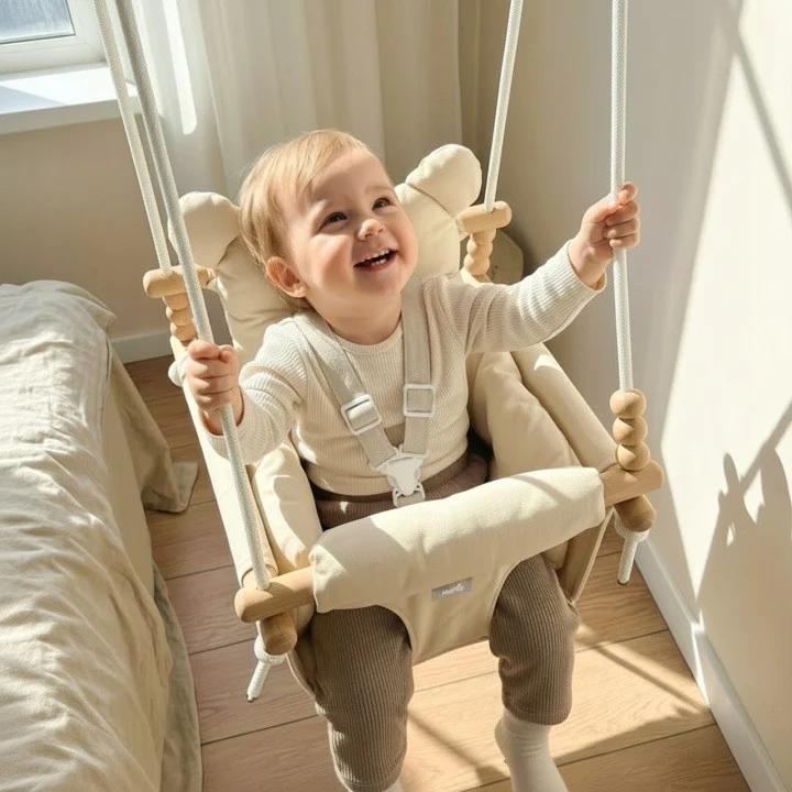 Dječja Ljuljačka 3u1 Baby Swing Beige 2