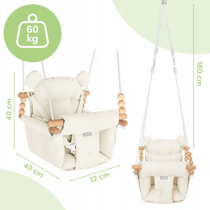 Dječja Ljuljačka 3u1 Baby Swing Beige 5